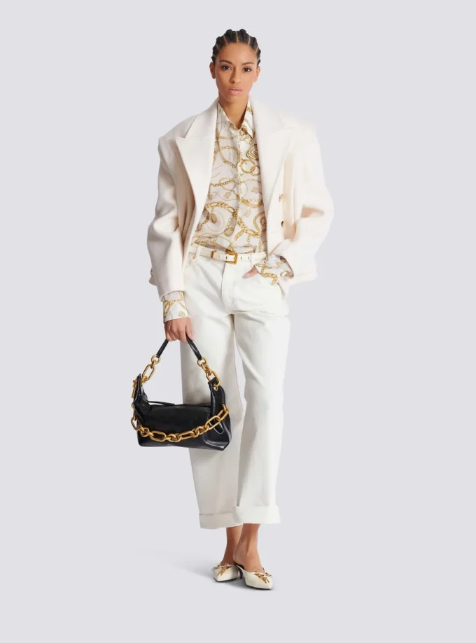 Chemise en soie imprimée avec motif Balmain Chains Chemise en soie imprimée avec motif Balmain Chains
