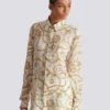 Chemise en soie imprimée avec motif Balmain Chains Chemise en soie imprimée avec motif Balmain Chains