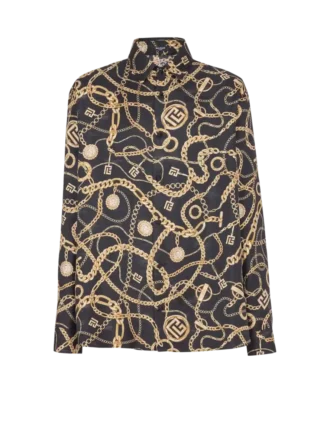 Chemise en soie imprimée à motif Chaînes