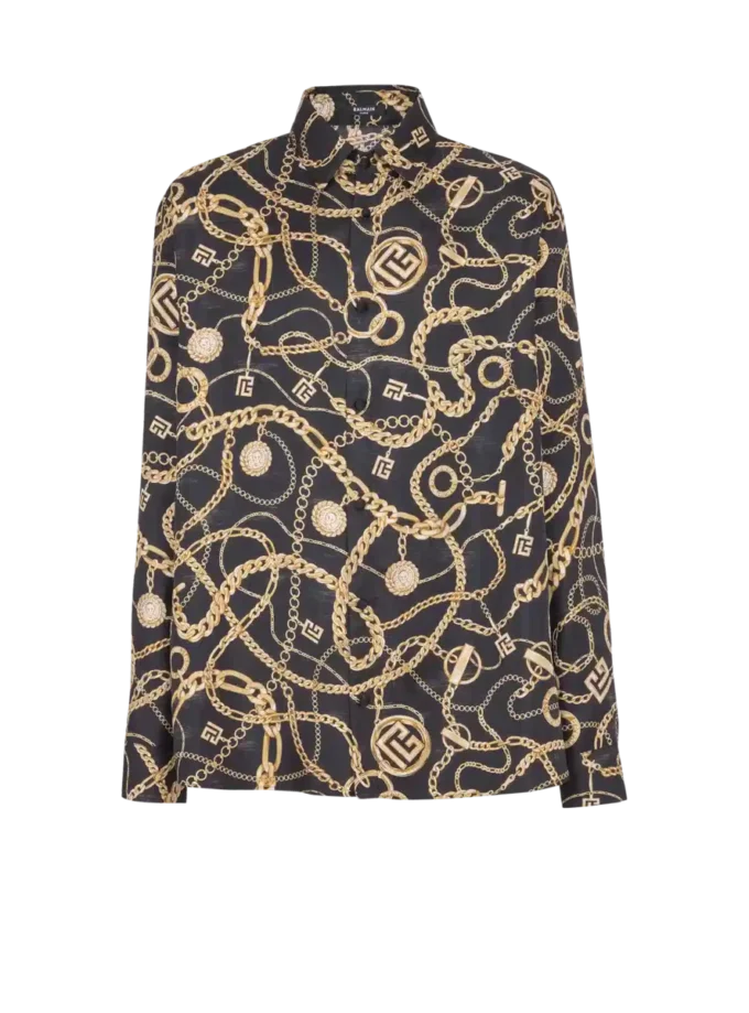 Chemise en soie imprimée à motif Chaînes Chemise en soie imprimée à motif Chaînes