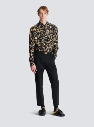 Chemise en soie imprimée à motif Chaînes
