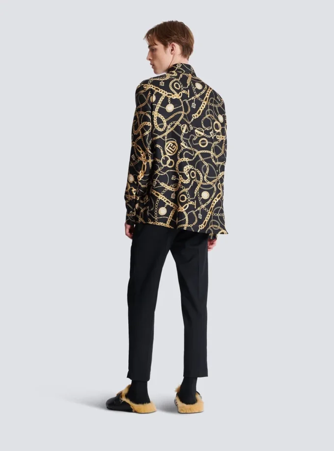 Chemise en soie imprimée à motif Chaînes Chemise en soie imprimée à motif Chaînes