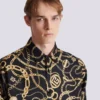 Chemise en soie imprimée à motif Chaînes Chemise en soie imprimée à motif Chaînes