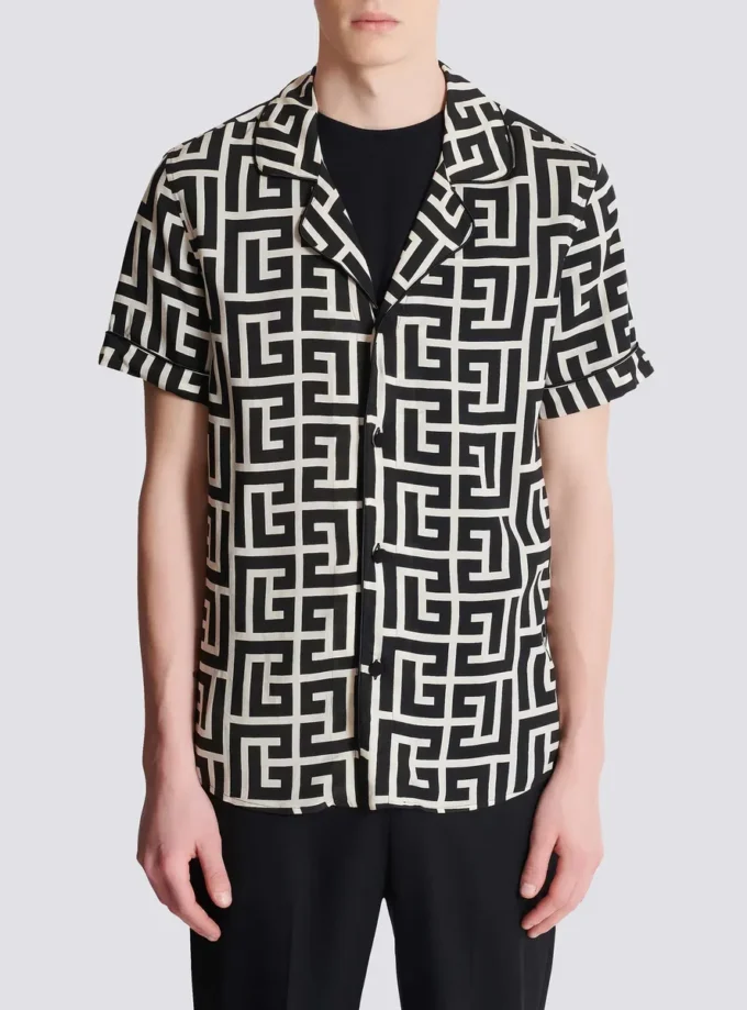 Chemise pyjama à imprimé monogramme Chemise pyjama à imprimé monogramme