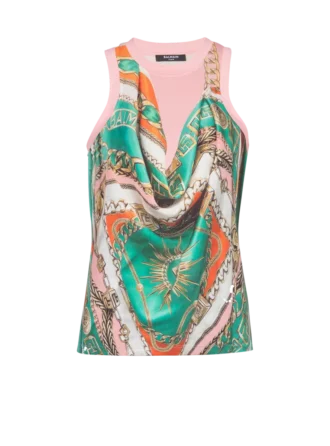 Débardeur imprimé foulard Balmain style trompe-l&rsquo;œil