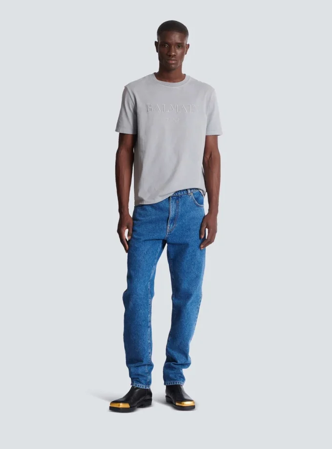 Jean droit en denim bleu