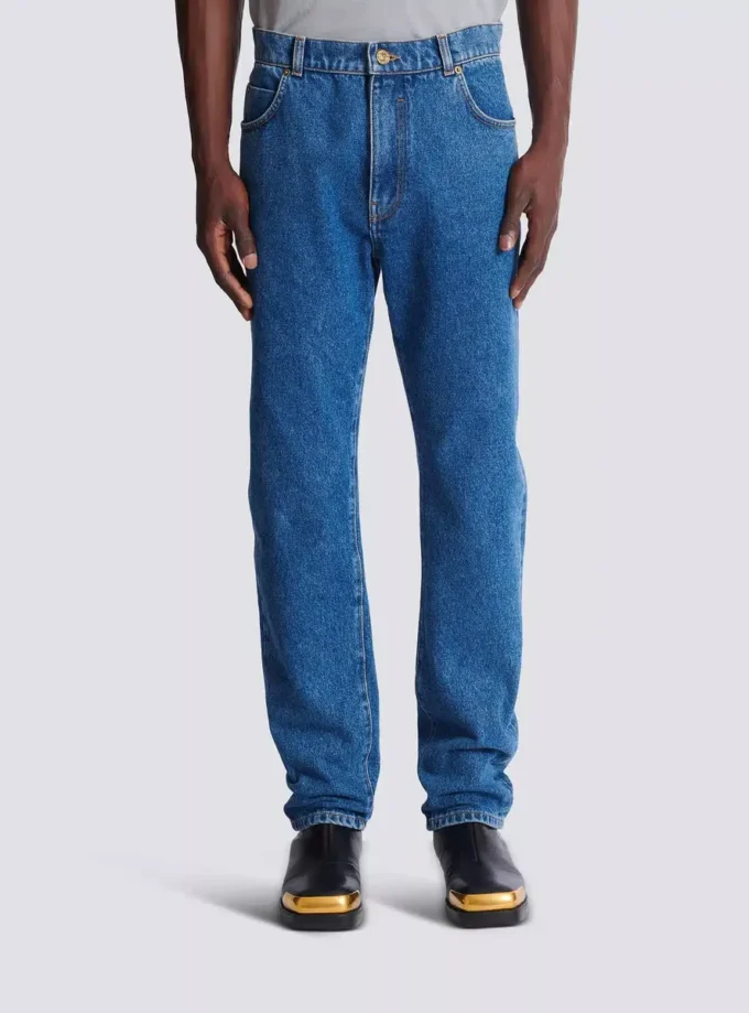 Jean droit en denim bleu