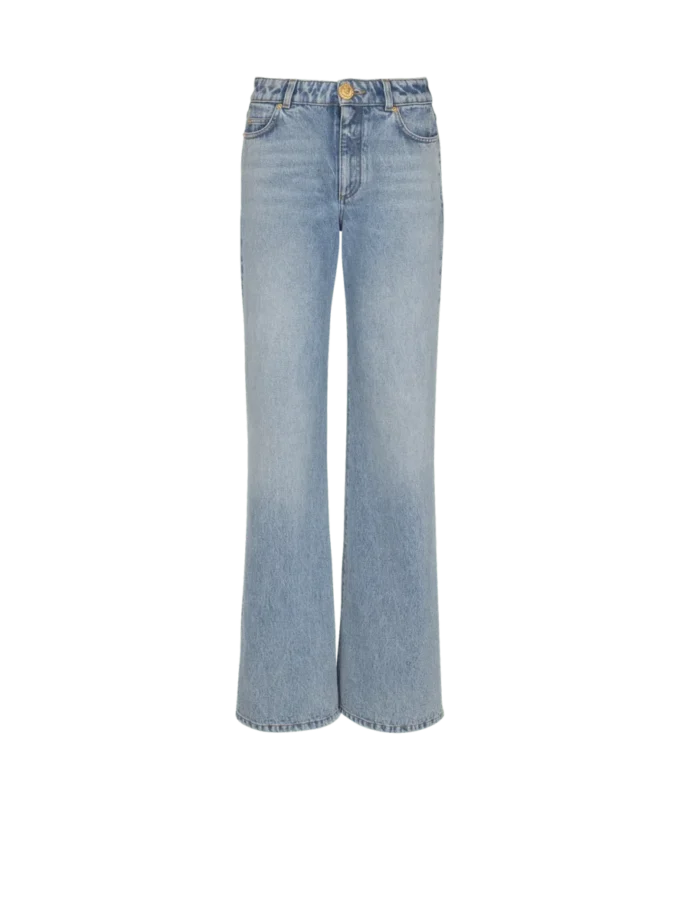 Jean droit en denim délavé Jean droit en denim délavé