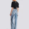 Jean droit en denim délavé Jean droit en denim délavé
