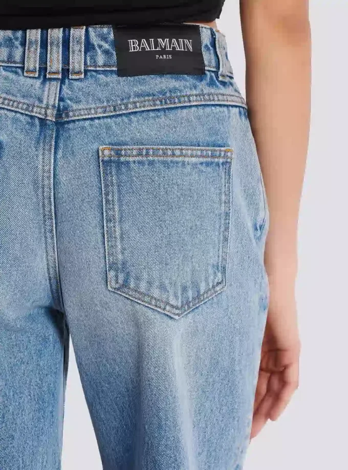 Jean droit en denim délavé Jean droit en denim délavé