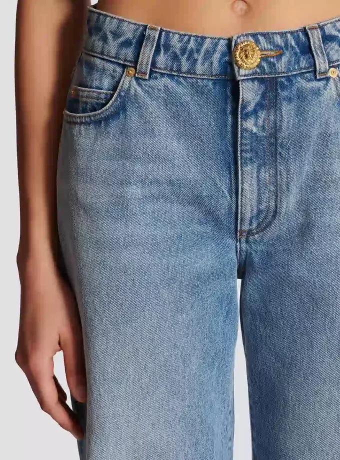 Jean droit en denim délavé Jean droit en denim délavé