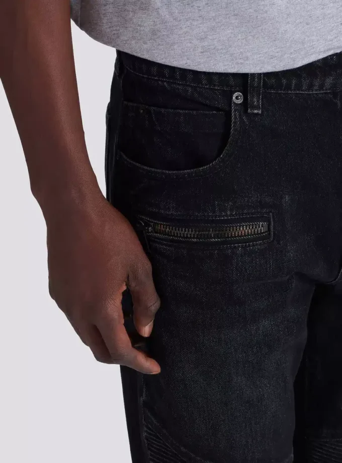Jean motard en denim vintage noir Jean motard en denim vintage noir