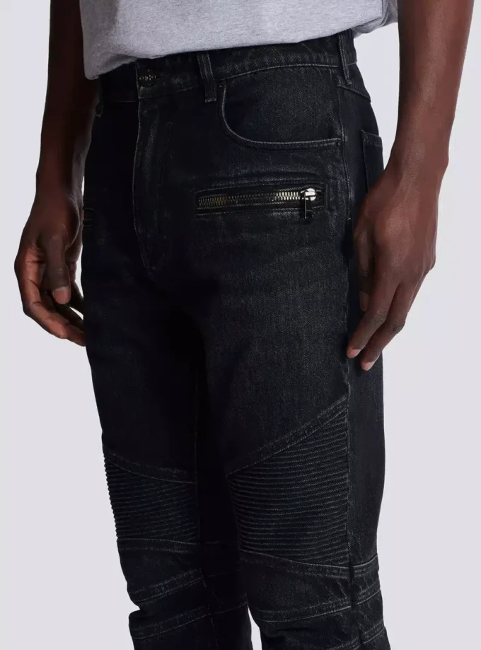 Jean motard en denim vintage noir Jean motard en denim vintage noir