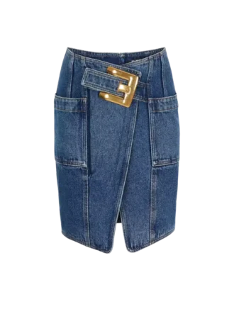 Jupe courte en denim avec ceinture Jupe courte en denim avec ceinture