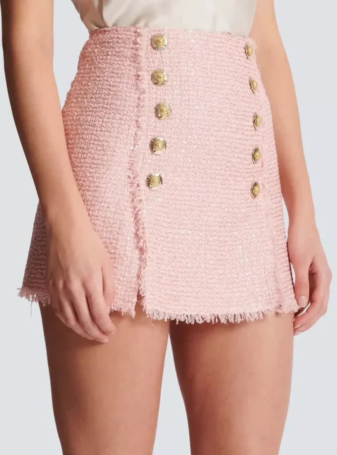 Jupe courte en tweed à paillettes Jupe courte en tweed à paillettes