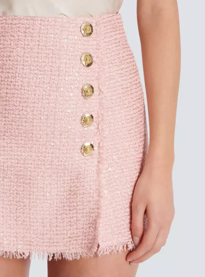 Jupe courte en tweed à paillettes Jupe courte en tweed à paillettes