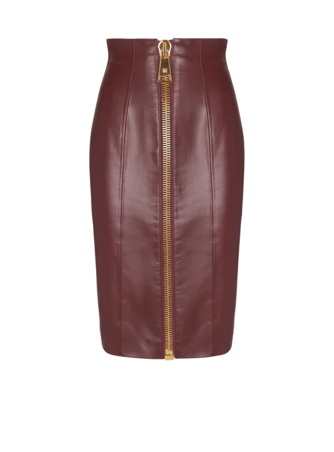 Jupe crayon en cuir d&rsquo;agneau