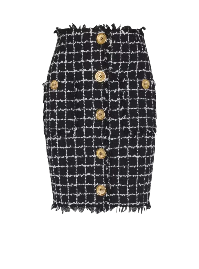 Jupe crayon en tweed boutonnée