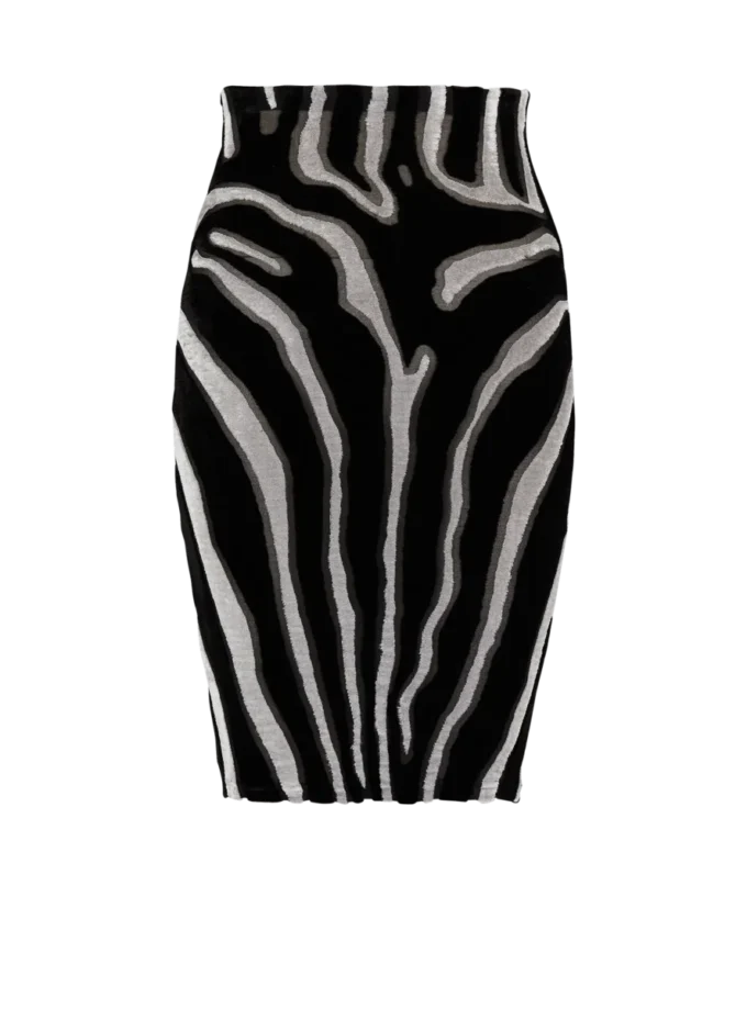 Jupe crayon en velours imprimé zèbre Jupe crayon en velours imprimé zèbre