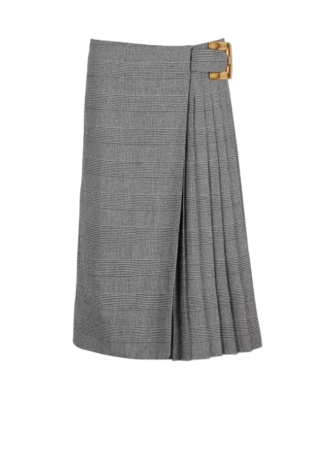Jupe midi à carreaux Prince de Galles