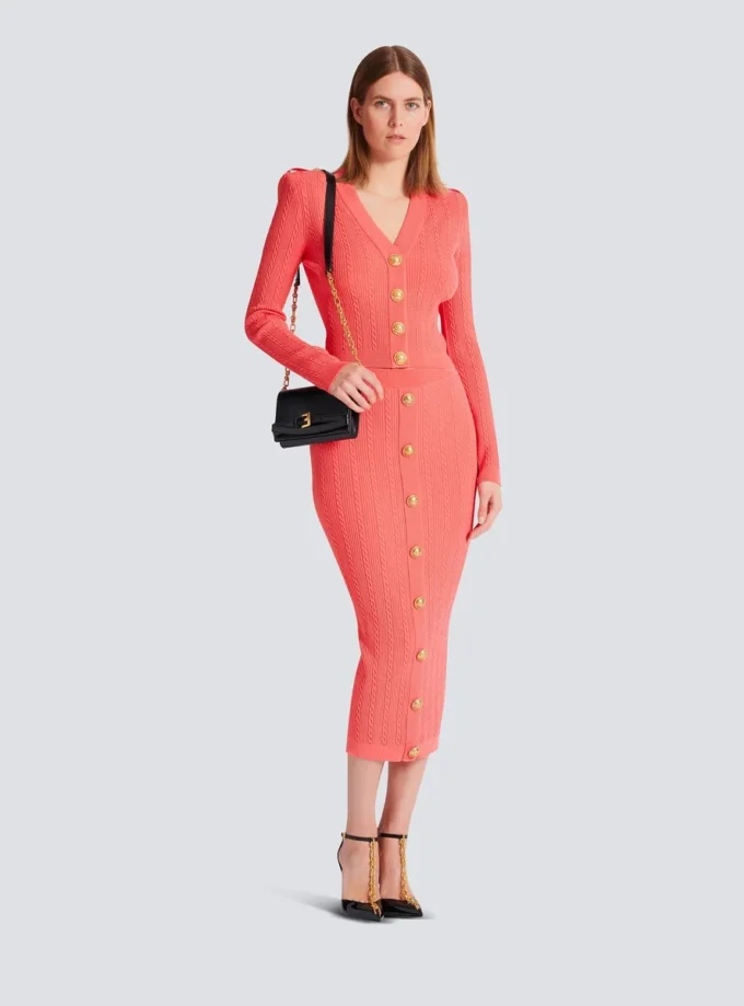 Jupe midi en maille torsadée Jupe midi en maille torsadée