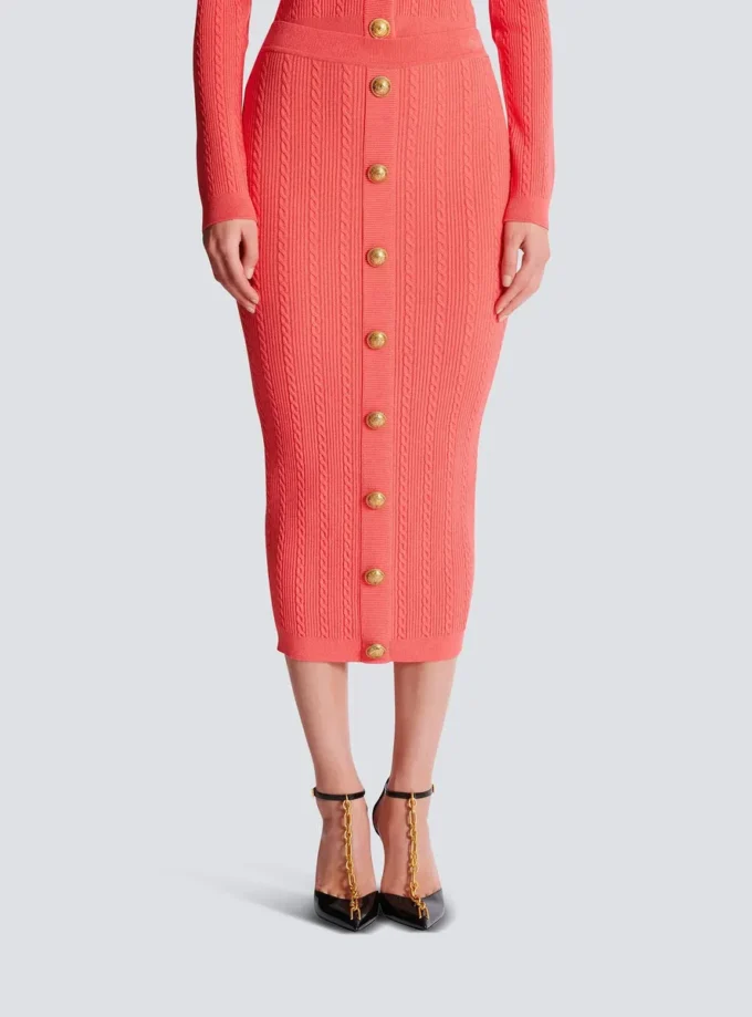 Jupe midi en maille torsadée Jupe midi en maille torsadée
