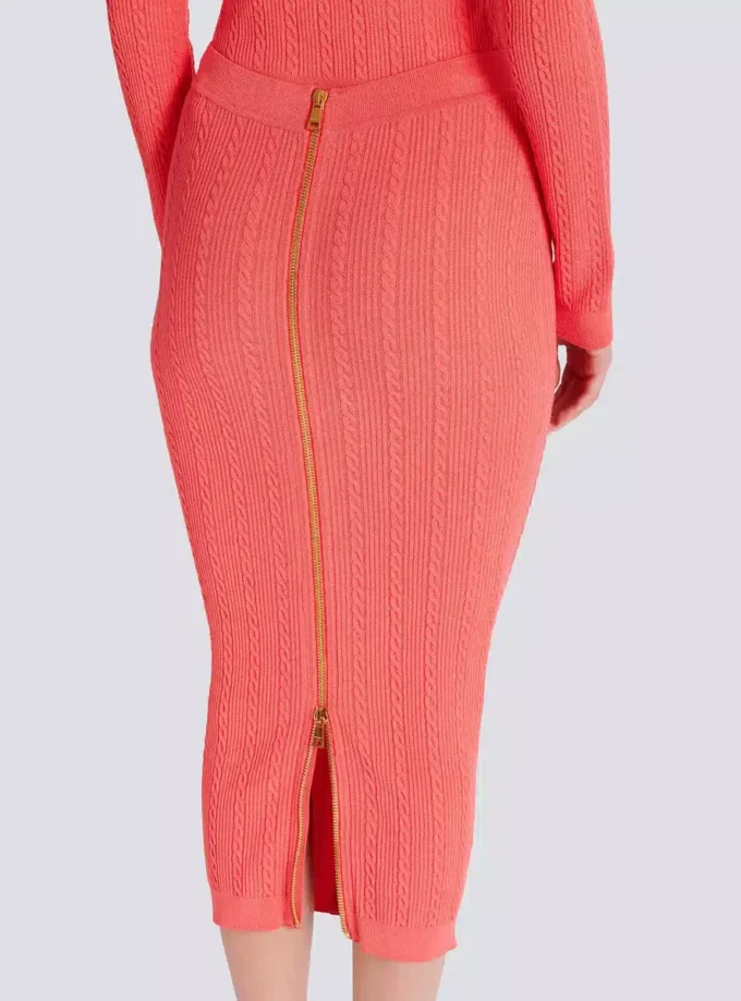 Jupe midi en maille torsadée Jupe midi en maille torsadée