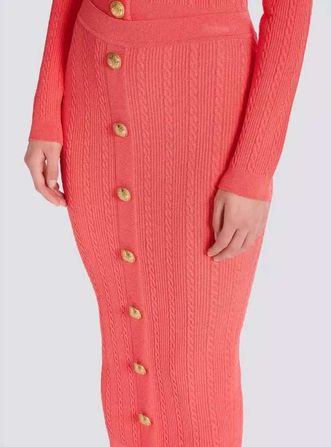Jupe midi en maille torsadée Jupe midi en maille torsadée
