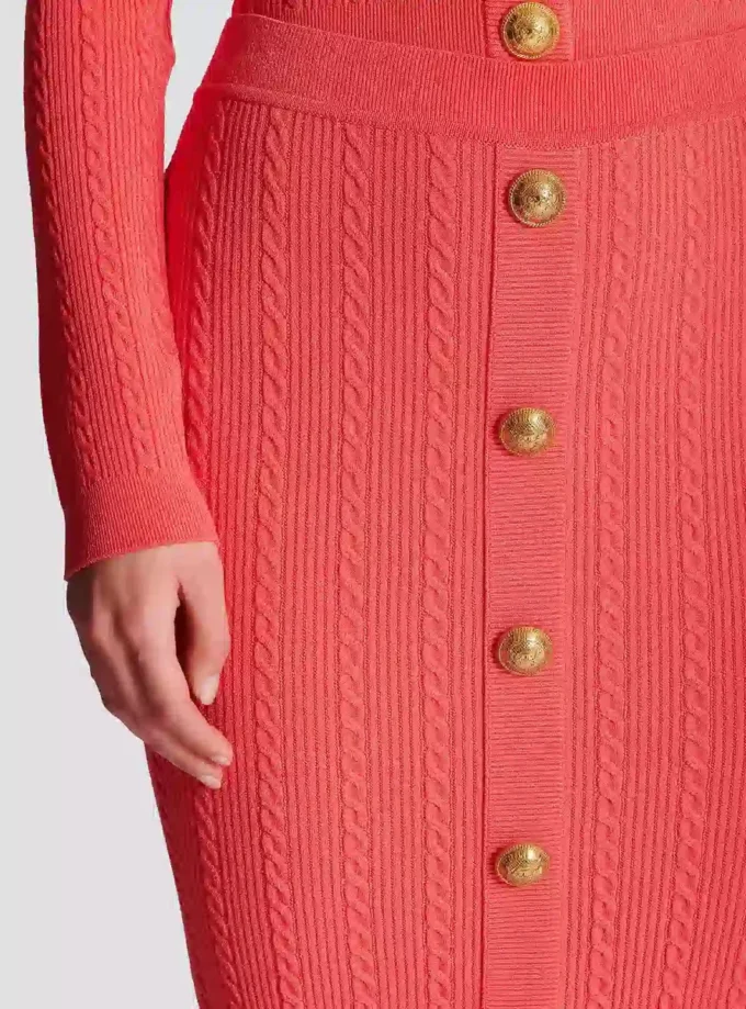 Jupe midi en maille torsadée Jupe midi en maille torsadée
