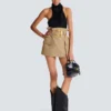 Jupe taille haute en gabardine Jupe taille haute en gabardine
