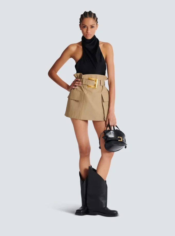 Jupe taille haute en gabardine Jupe taille haute en gabardine
