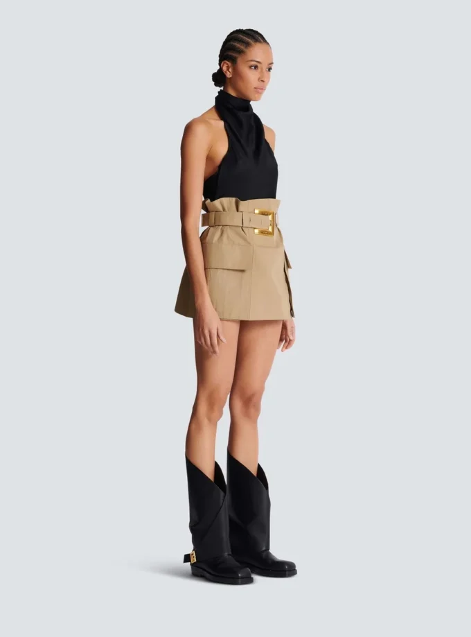 Jupe taille haute en gabardine Jupe taille haute en gabardine