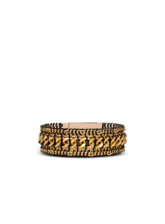 Large ceinture en chaînes tressées et cuir