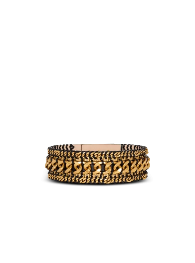 Large ceinture en chaînes tressées et cuir Large ceinture en chaînes tressées et cuir