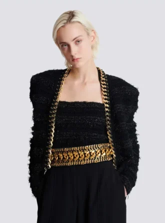 Large ceinture en chaînes tressées et cuir