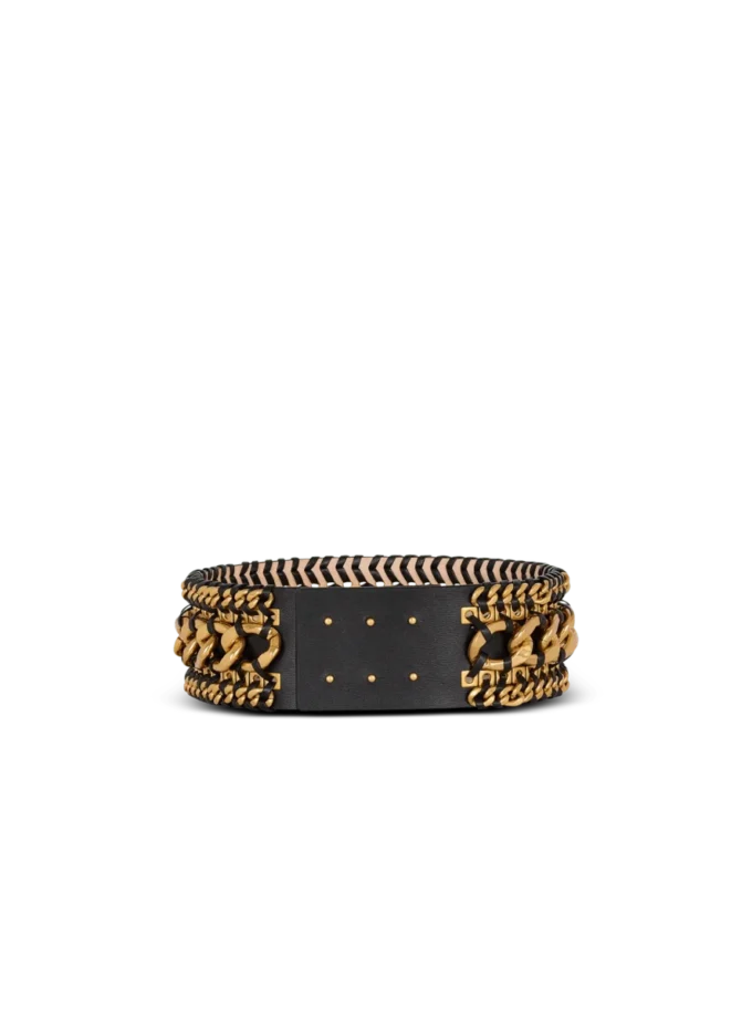 Large ceinture en chaînes tressées et cuir Large ceinture en chaînes tressées et cuir
