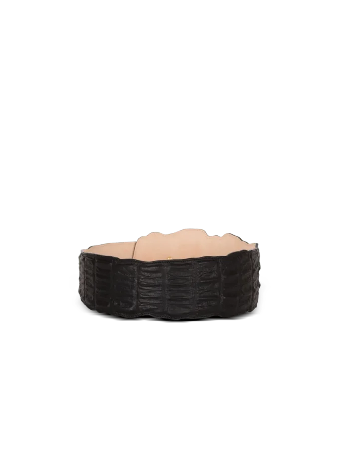 Large ceinture en cuir imprimé crocodile