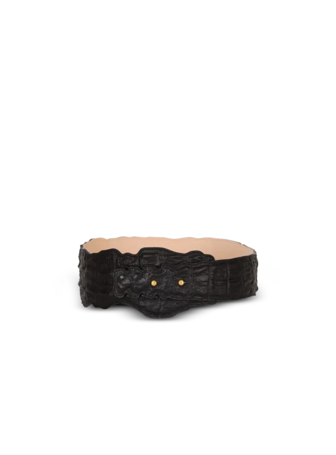 Large ceinture en cuir imprimé crocodile