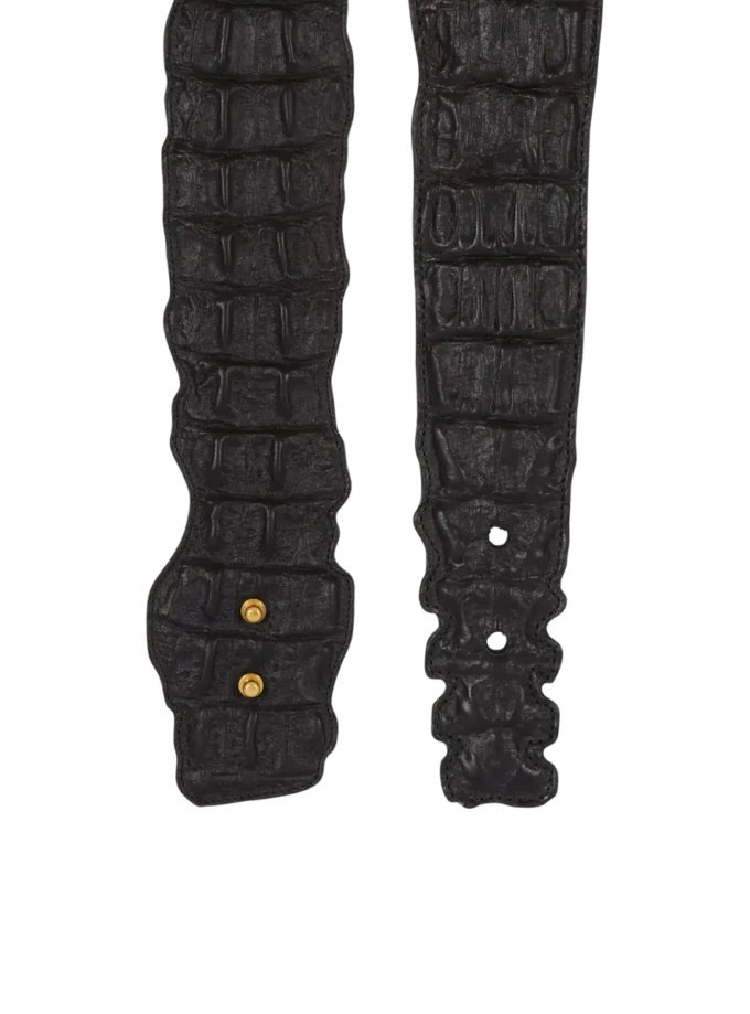 Large ceinture en cuir imprimé crocodile
