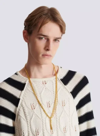 Long collier Sync en laiton doré