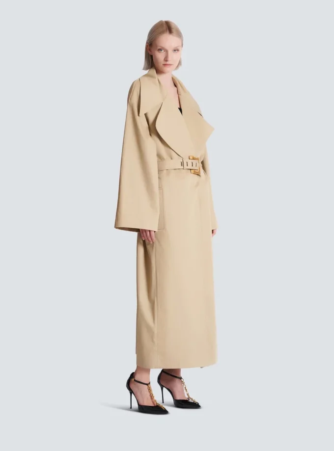 Long trench-coat en gabardine de coton Long trench-coat en gabardine de coton