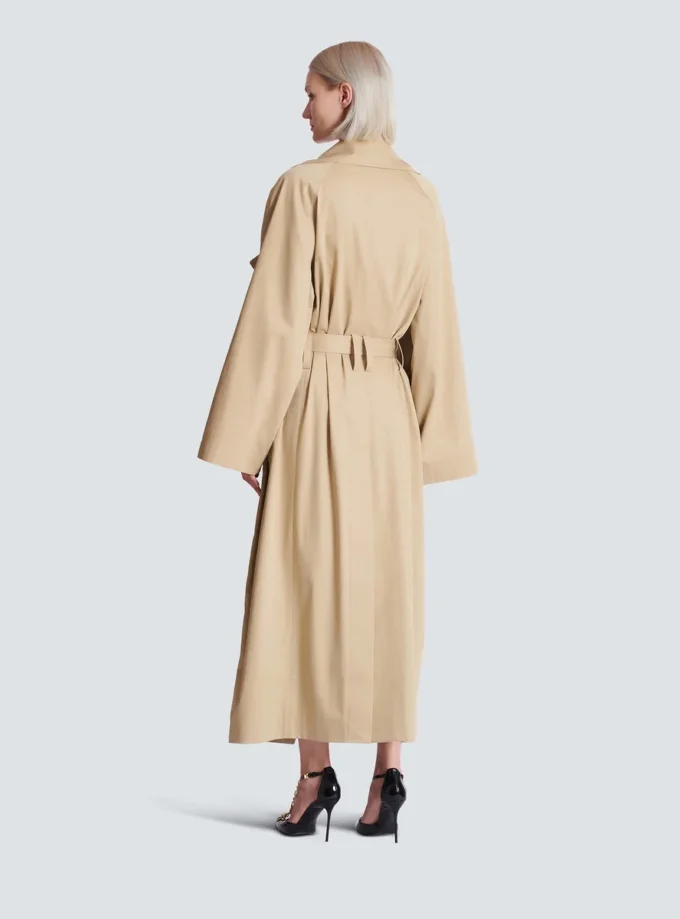 Long trench-coat en gabardine de coton Long trench-coat en gabardine de coton