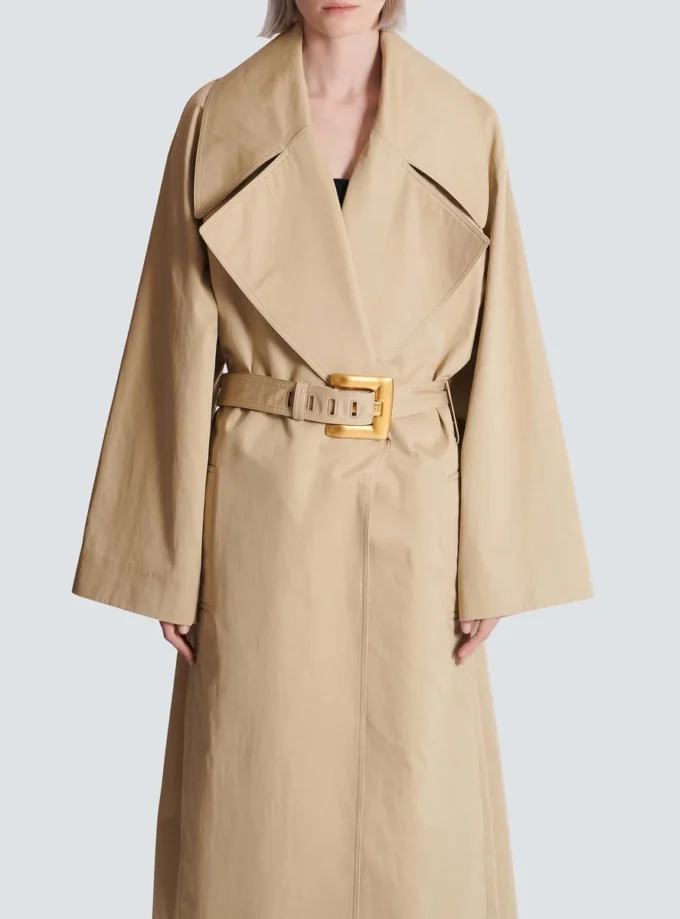 Long trench-coat en gabardine de coton Long trench-coat en gabardine de coton