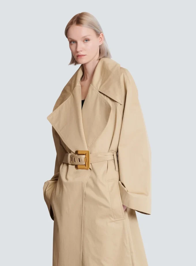 Long trench-coat en gabardine de coton Long trench-coat en gabardine de coton