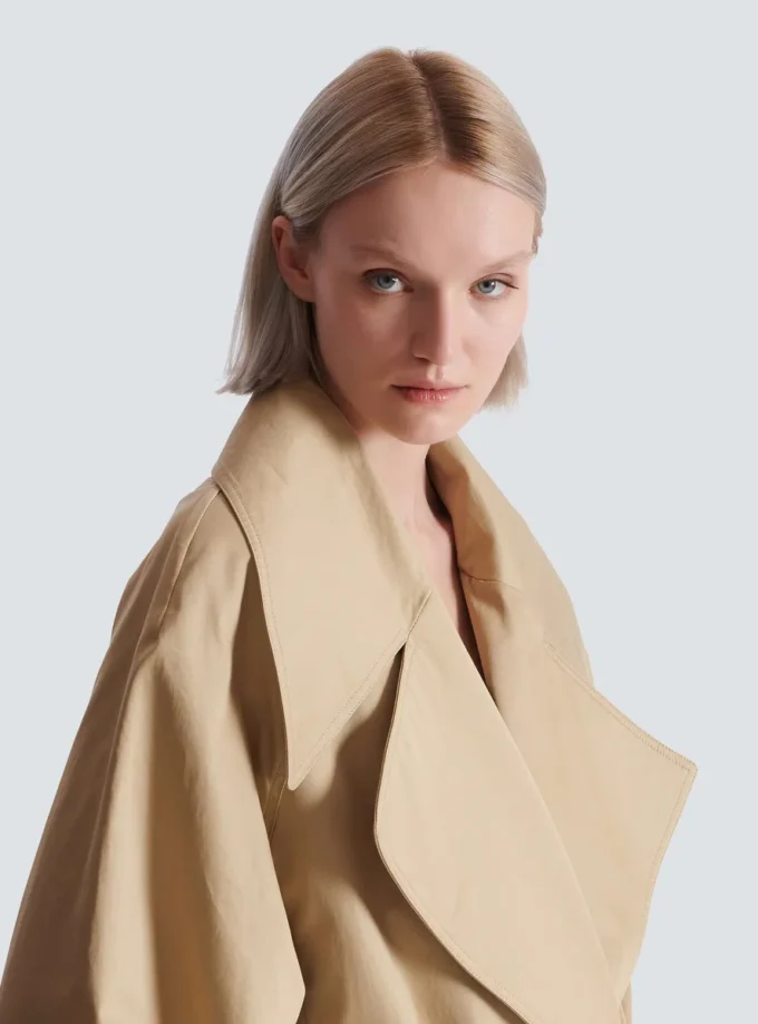 Long trench-coat en gabardine de coton Long trench-coat en gabardine de coton