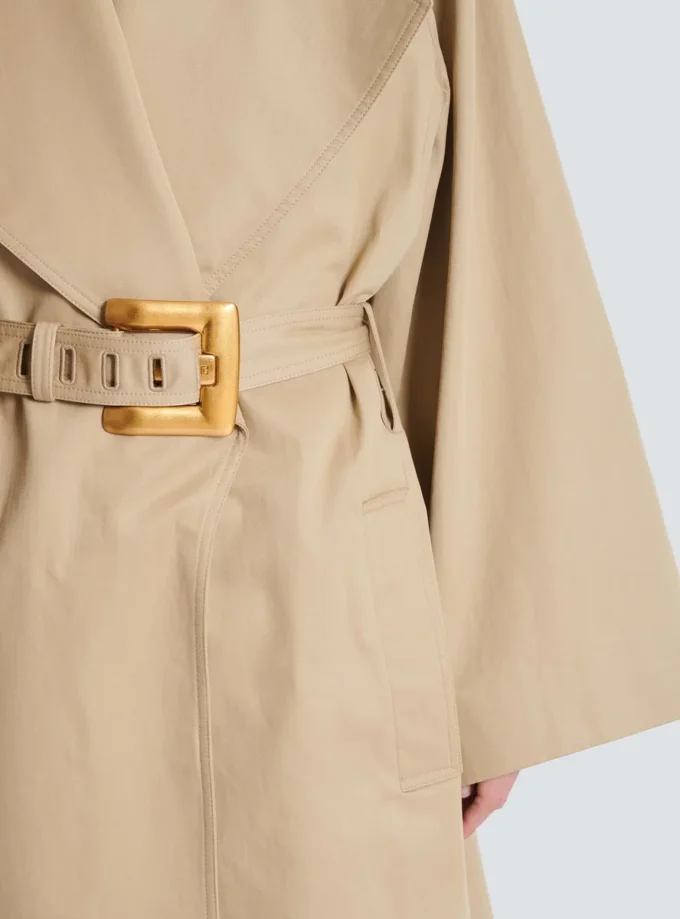 Long trench-coat en gabardine de coton Long trench-coat en gabardine de coton