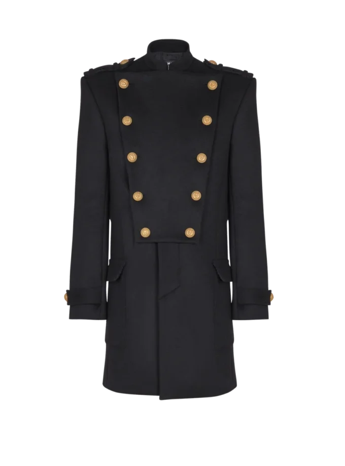 Manteau en laine et cachemire avec plastron amovible