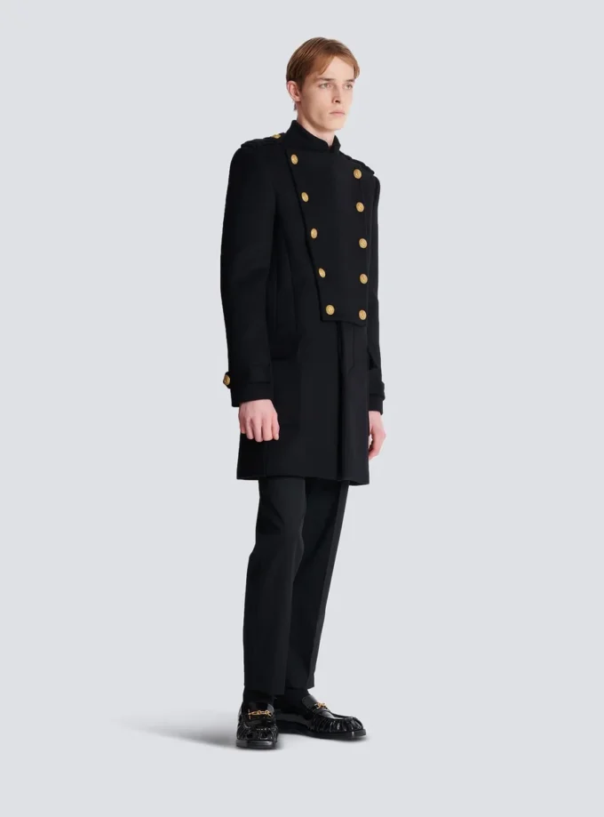 Manteau en laine et cachemire avec plastron amovible