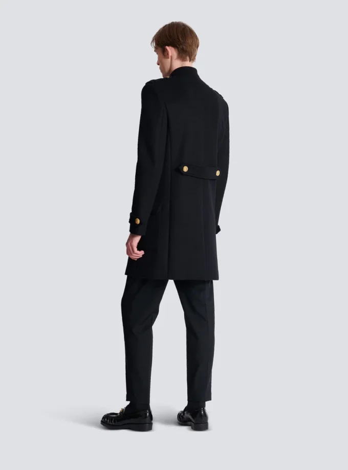 Manteau en laine et cachemire avec plastron amovible