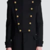 Manteau en laine et cachemire avec plastron amovible